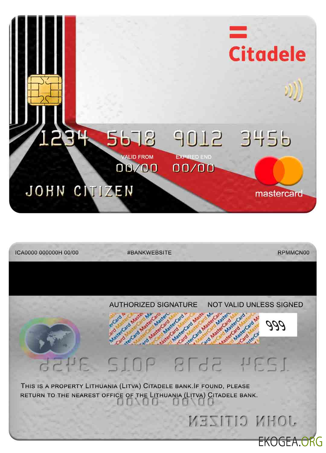 Lituanie (Litva) Mastercard bancaire Citadele